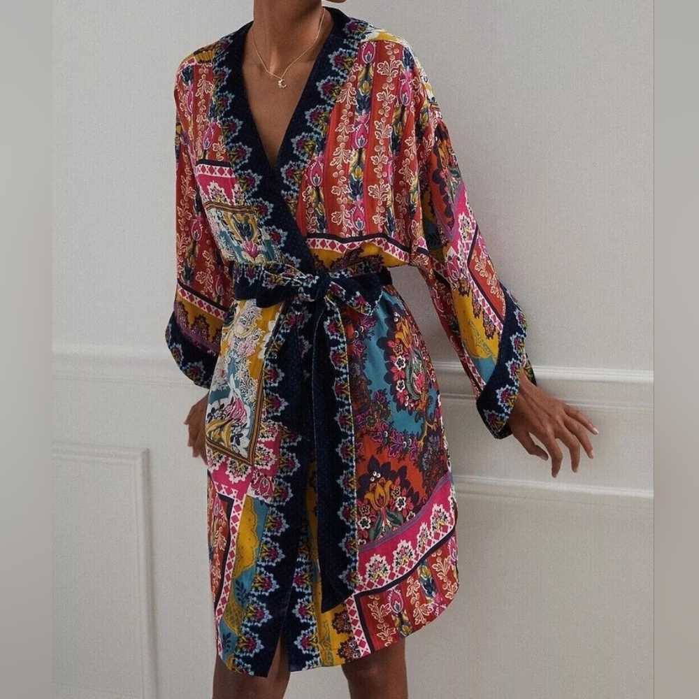 Anthropologie Multicolor Patchwork Robe